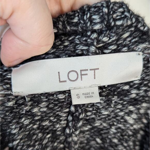 Loft Black & White Knit Crew Neck Oversized Raglan Long Sleeve Sweater Small - Picture 6 of 8